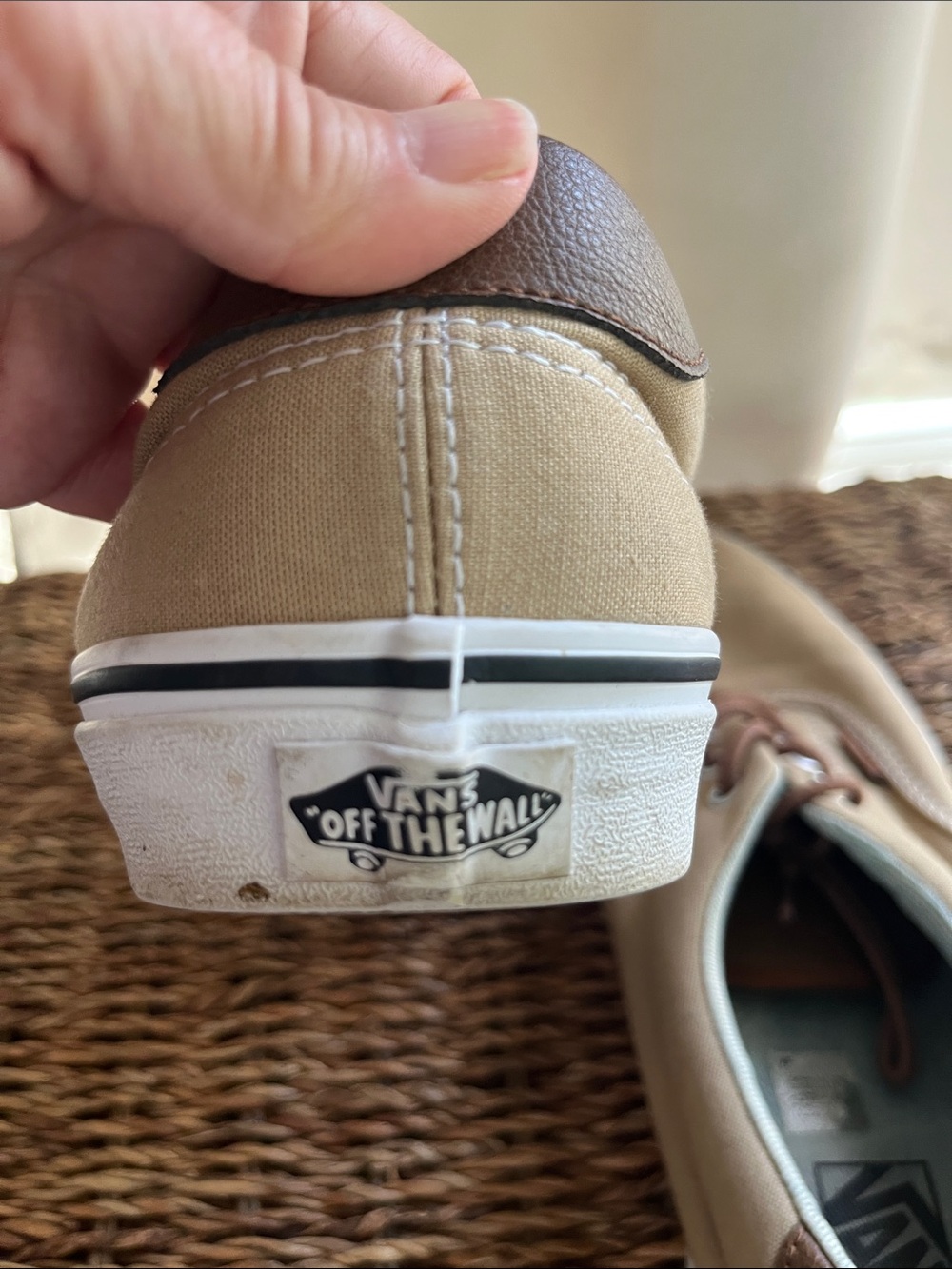 Men’s Vans Authentic Low Top Canvas Sneakers - Beige & Brown - Picture 6 of 10
